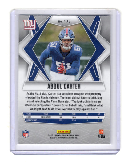 2025 Panini Phoenix Abdul Carter Card RC New York Giants