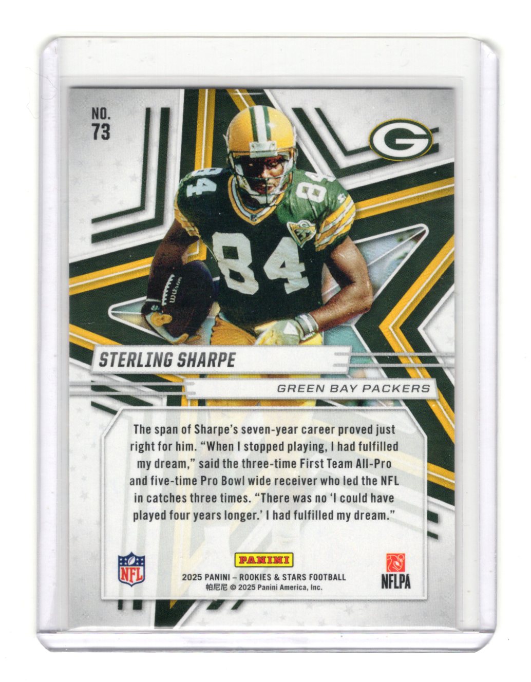 2025 Panini Rookies & Stars Sterling Sharpe Card Red Green Bay Packers