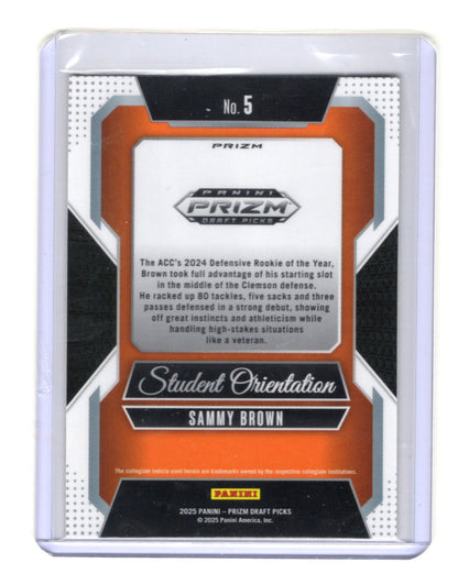 2025 Panini Prizm Draft Picks Sammy Brown Student Orientation Gold Ice