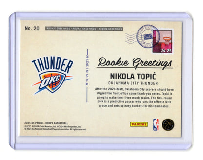 2024-25 Hoops Nikola Topic Card Rookie Greetings Oklahoma City Thunder