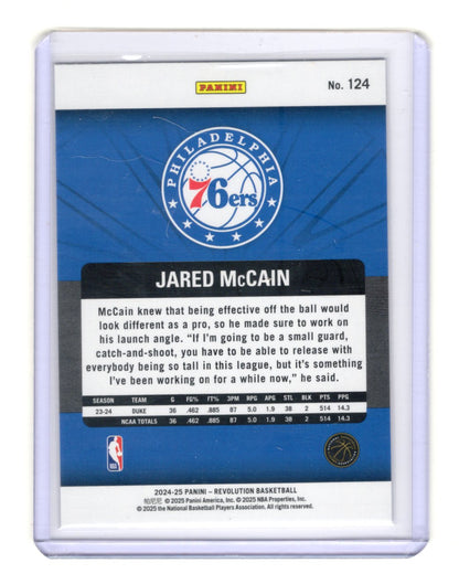 2024-25 Panini Revolution Jared McCain Card RC Philadelphia 76ers