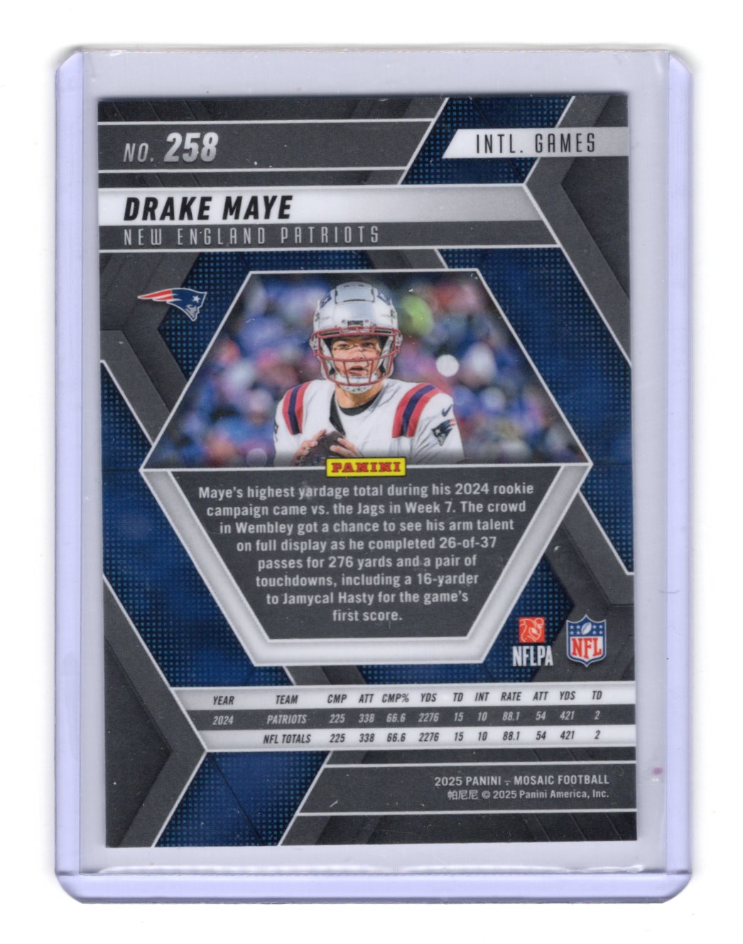 2025 Panini Mosaic Drake Maye Card New England Patriots
