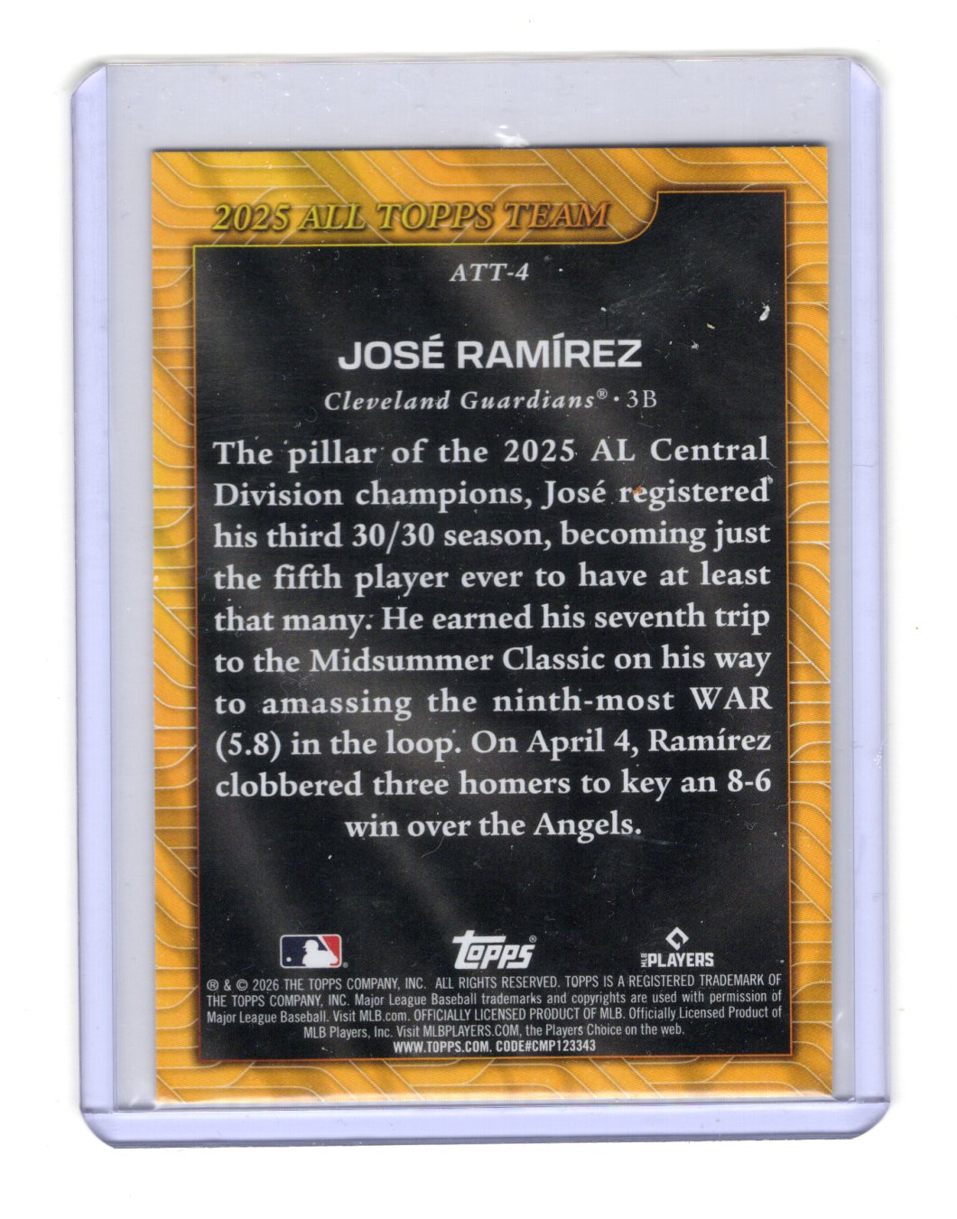 2026 Topps José Ramírez Card 2025 All Topps Team Cleveland Guardians