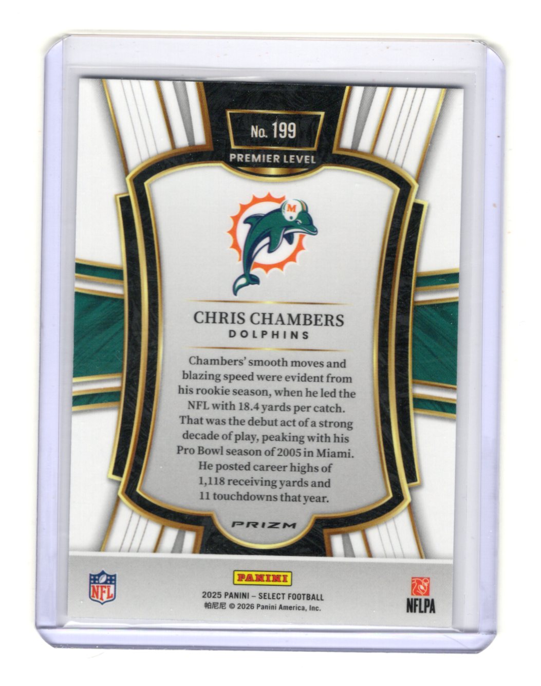 2025 Panini Select Chris Chambers Card Silver Prizm Miami Dolphins