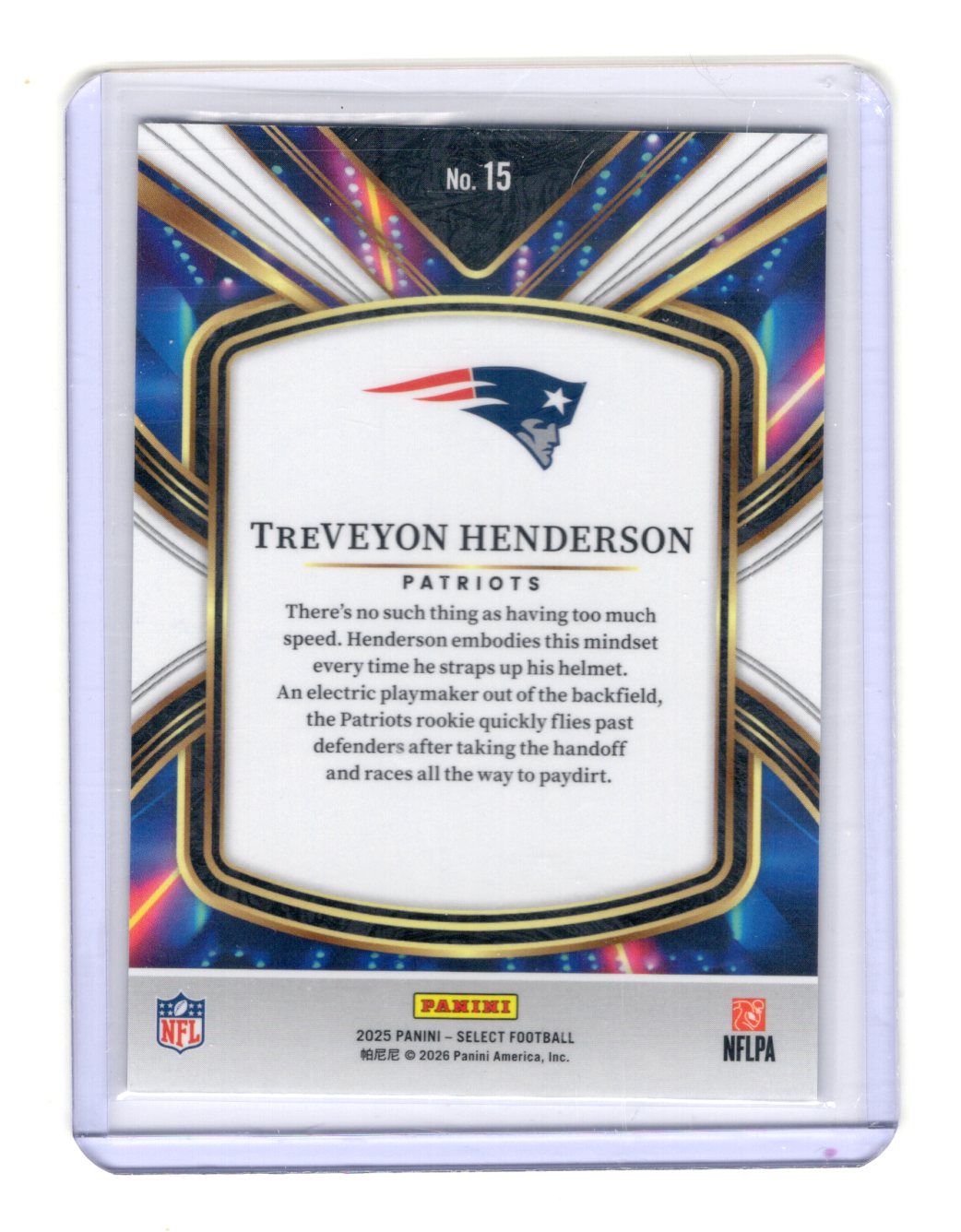 2025 Panini Select TreVeyon Henderson Card Select Future New England Patriots