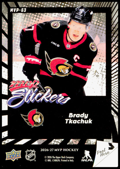 2026-27 Upper Deck MVP Brady Tkachuk Card Stickers Ottawa Senators