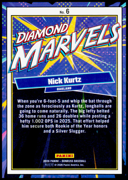 2026 Donruss Nick Kurtz Card Diamond Marvels Athletics