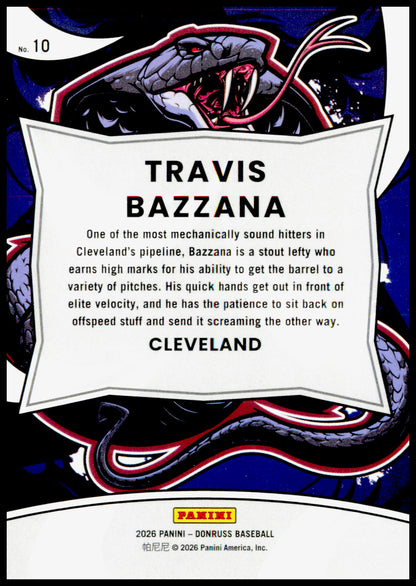 2026 Donruss Travis Bazzana Card Unleashed Cleveland Guardians
