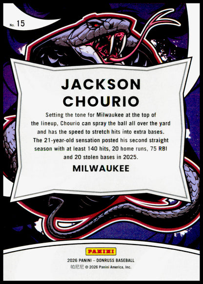 2026 Donruss Jackson Chourio Card Unleashed Milwaukee Brewers
