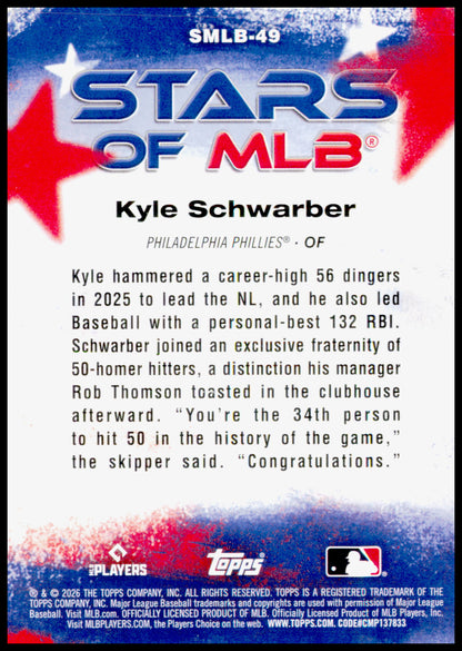 2026 Topps Kyle Schwarber Card Stars of MLB Philadelphia Phillies
