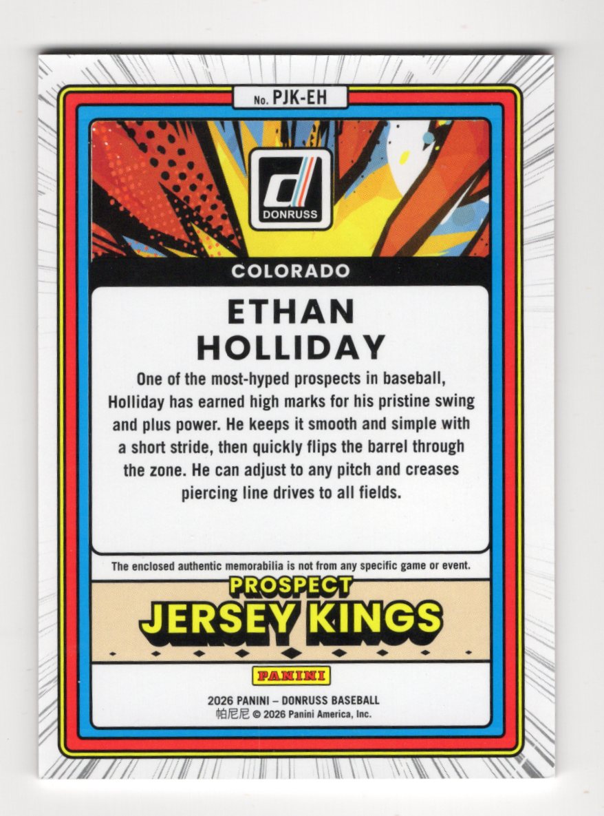 2026 Donruss Ethan Holliday  Prospect Jersey Kings Orange Ice MEM Rockies