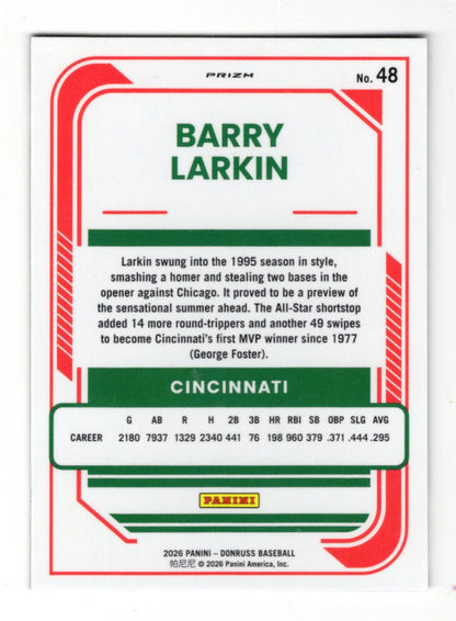 2026 Donruss Barry Larkin Card Optic Circles Cincinnati Reds