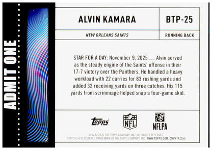 2026 Topps Flagship Alvin Kamara Card Big Ticket Players New Orleans Saints