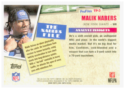 2026 Topps Flagship Malik Nabers Card Topps Profiles New York Giants