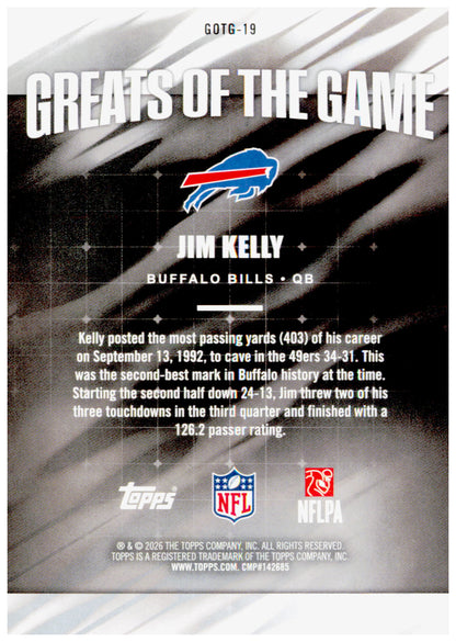 2026 Topps Flagship Jim Kelly Card Greats Of The Game Buffalo Bills