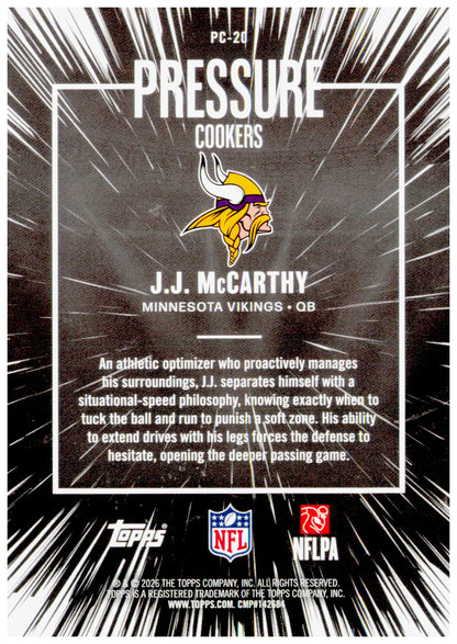 2026 Topps Flagship J.J. McCarthy Card Pressure Cookers Minnesota Vikings