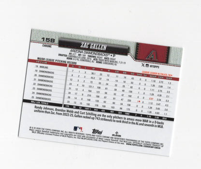 2026 Topps Chrome Zac Gallen Card Arizona Diamondbacks