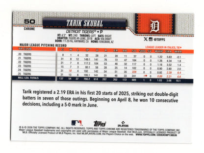 2026 Topps Chrome Tarik Skubal Card Detroit Tigers