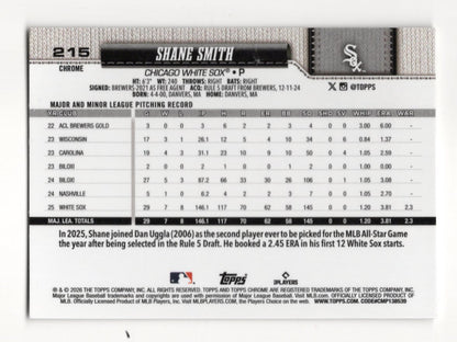 2026 Topps Chrome Shane Smith Card Chicago White Sox