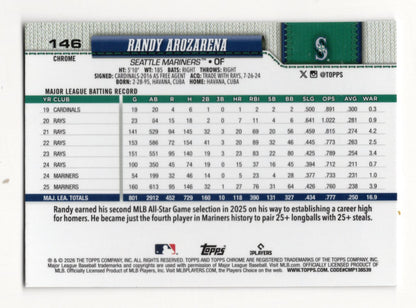 2026 Topps Chrome Randy Arozarena Card Seattle Mariners