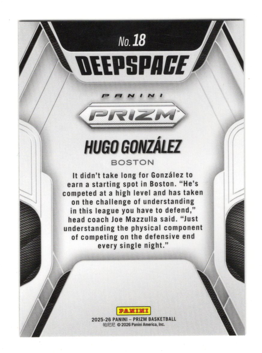 2025-26 Panini Prizm Hugo Gonzalez Deep Space RC Rookie Insert #18 Celtics