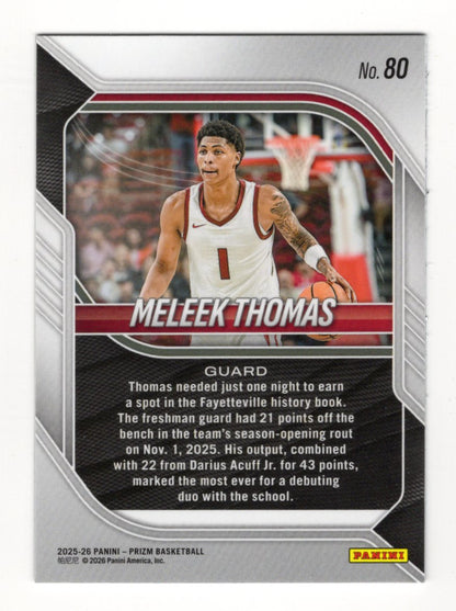 2025-26 Panini Prizm Meleek Thomas Card NIL Arkansas Razorbacks