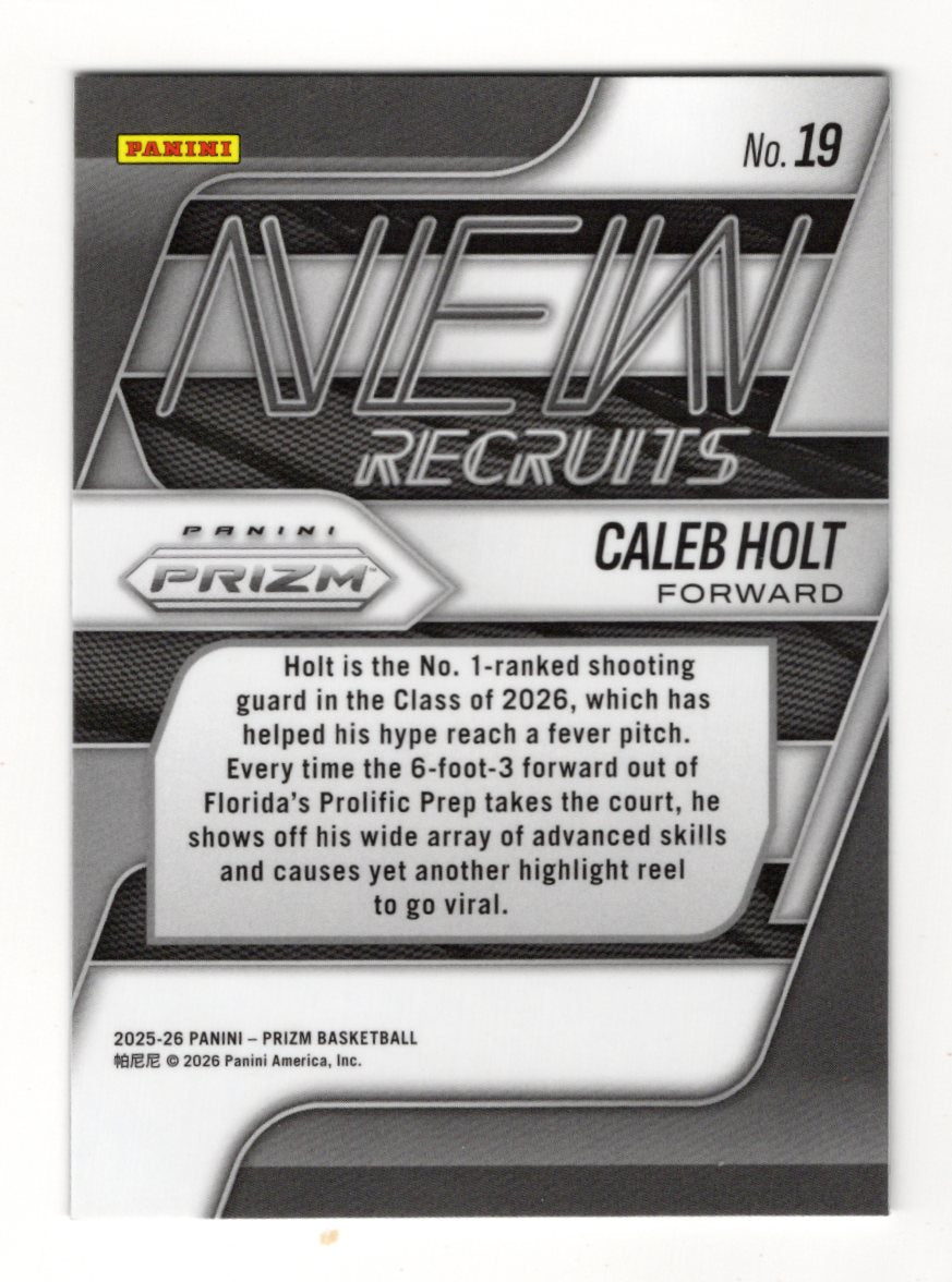2025-26 Panini Prizm Caleb Holt New Recruits Insert #19 Prolific Prep Panini NIL