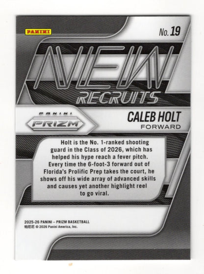 2025-26 Panini Prizm Caleb Holt New Recruits Insert #19 Prolific Prep Panini NIL