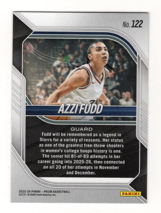 2025-26 Panini Prizm Azzi Fudd Card Connecticut Huskies