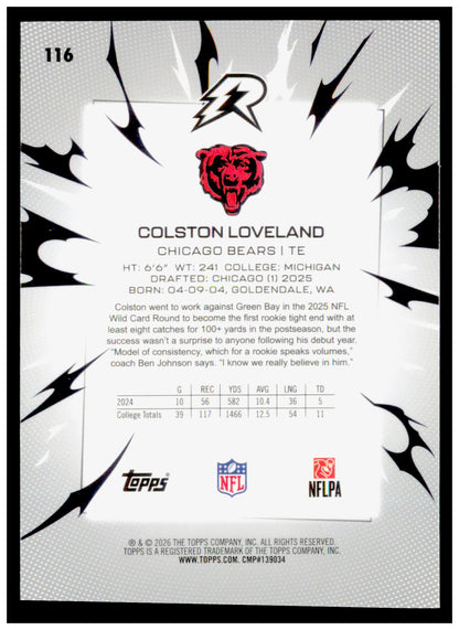 2025 Topps Resurgence Colston Loveland Card RC Chicago Bears