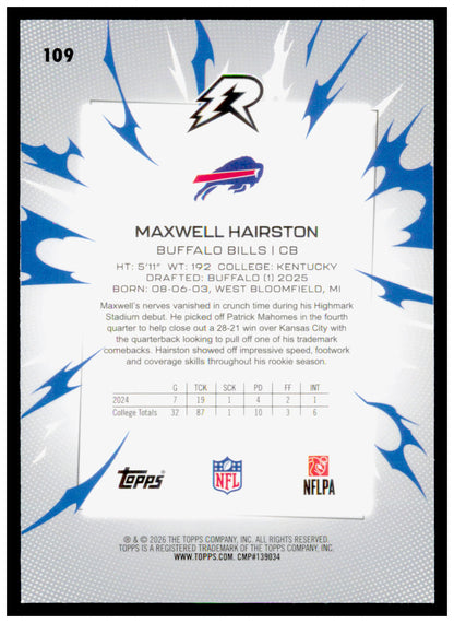 2025 Topps Resurgence Maxwell Hairston Card Prism Refractor Buffalo Bills