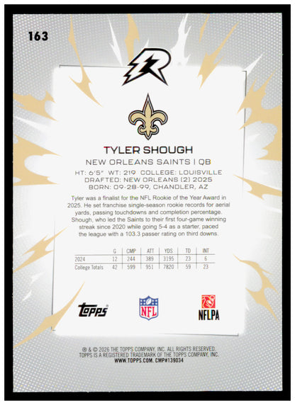 2025 Topps Resurgence Tyler Shough Card RC New Orleans Saints