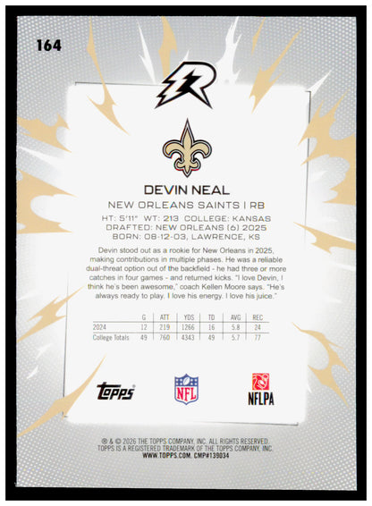 2025 Topps Resurgence Devin Neal  Sky Blue & Pink Shock Refractor Saints