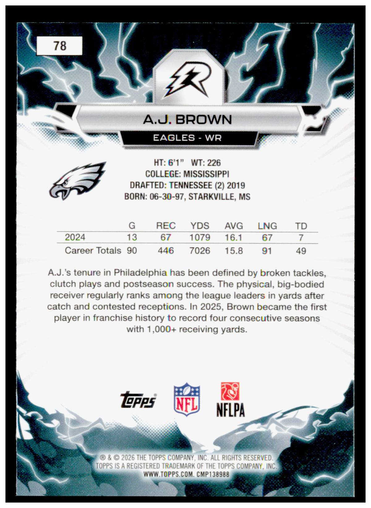 2025 Topps Resurgence A.J. Brown Card Prism Refractor Philadelphia Eagles