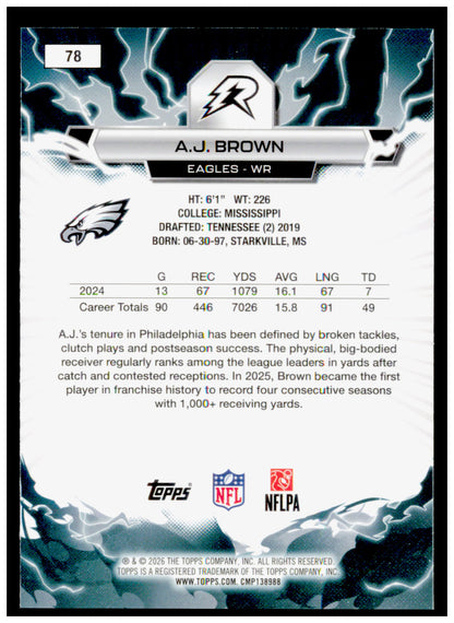 2025 Topps Resurgence A.J. Brown Card Prism Refractor Philadelphia Eagles