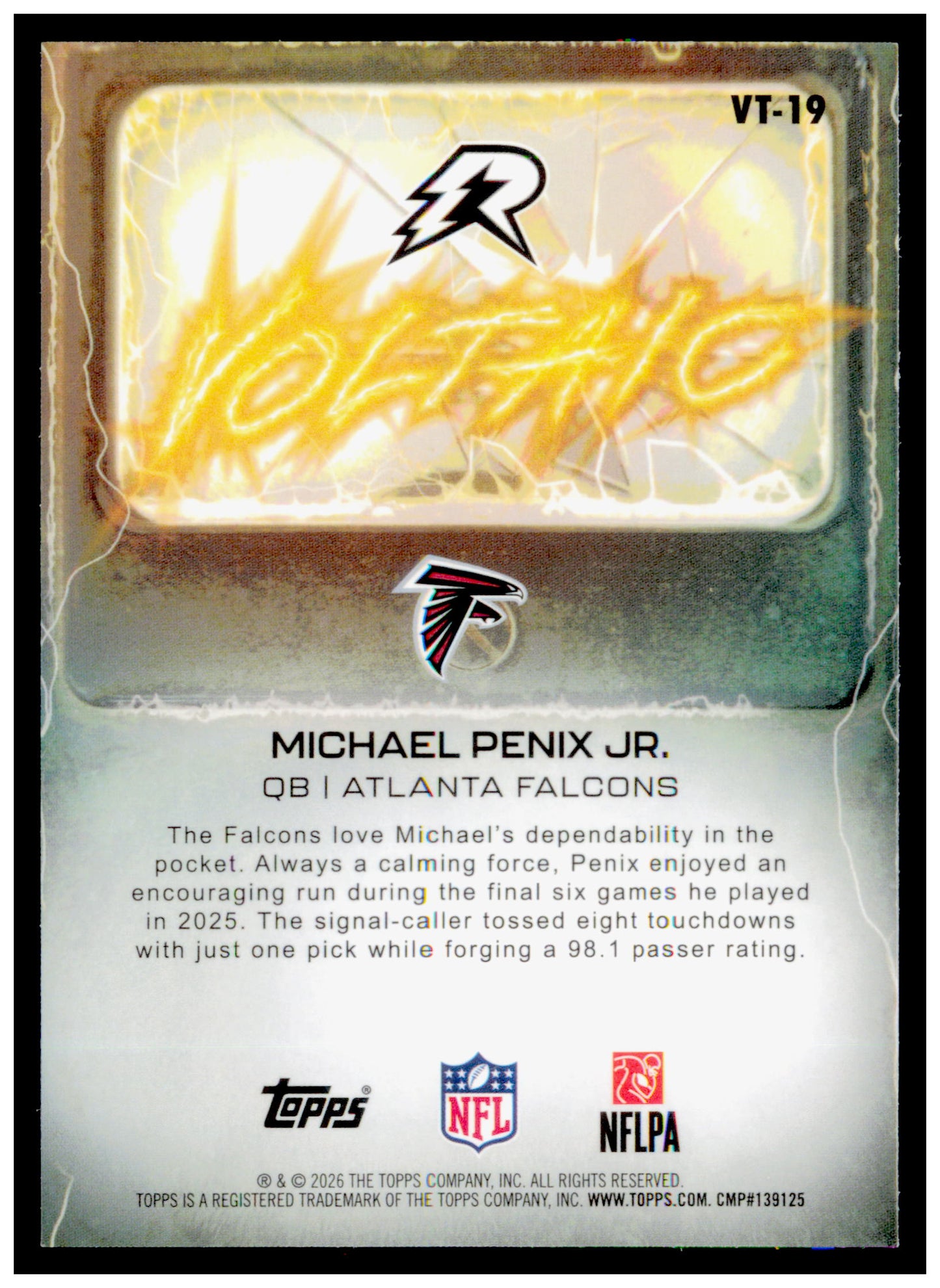2025 Topps Resurgence Michael Penix Jr. Card Voltaic Atlanta Falcons