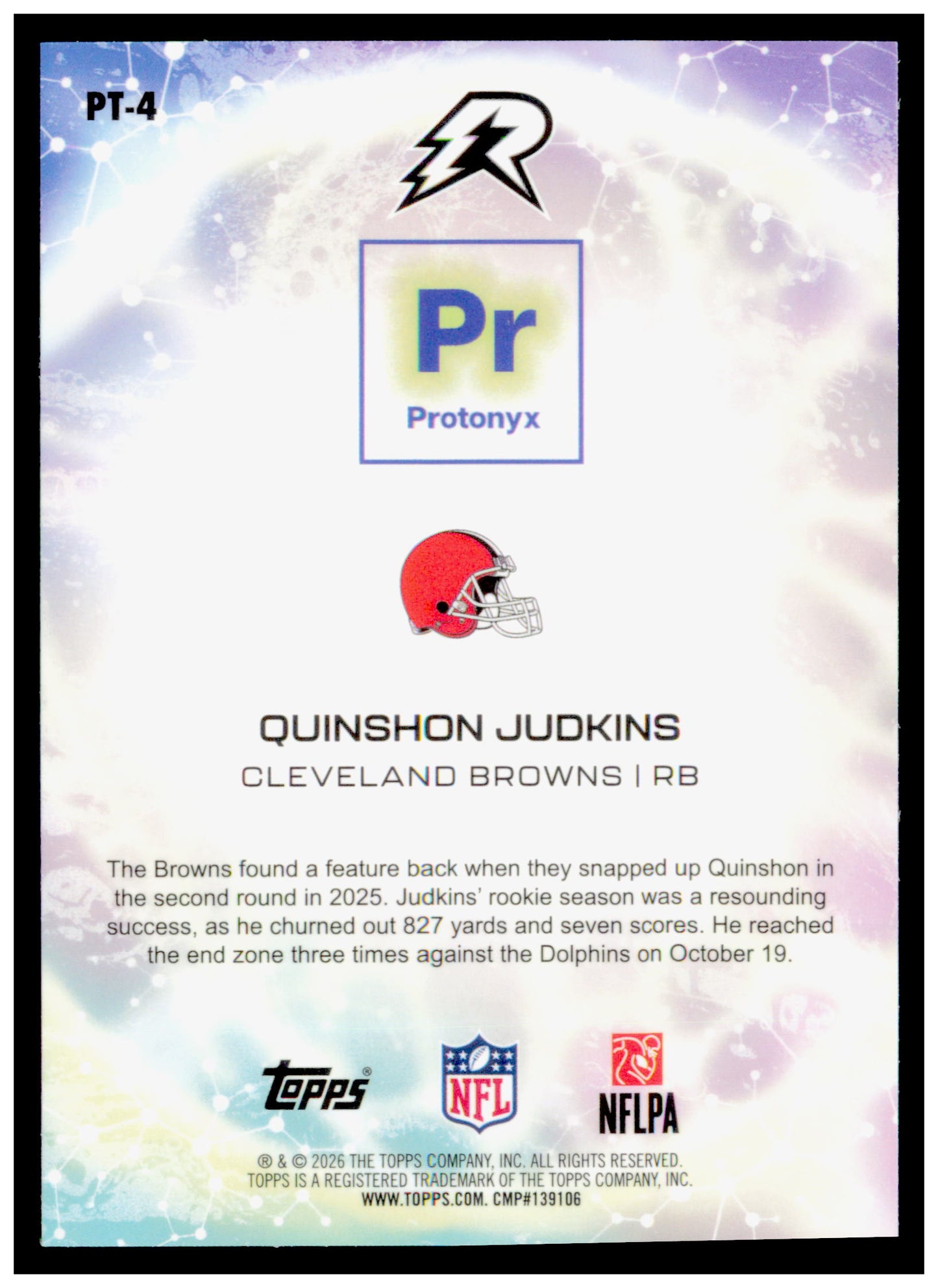 2025 Topps Resurgence Quinshon Judkins Card Protonyx Cleveland Browns