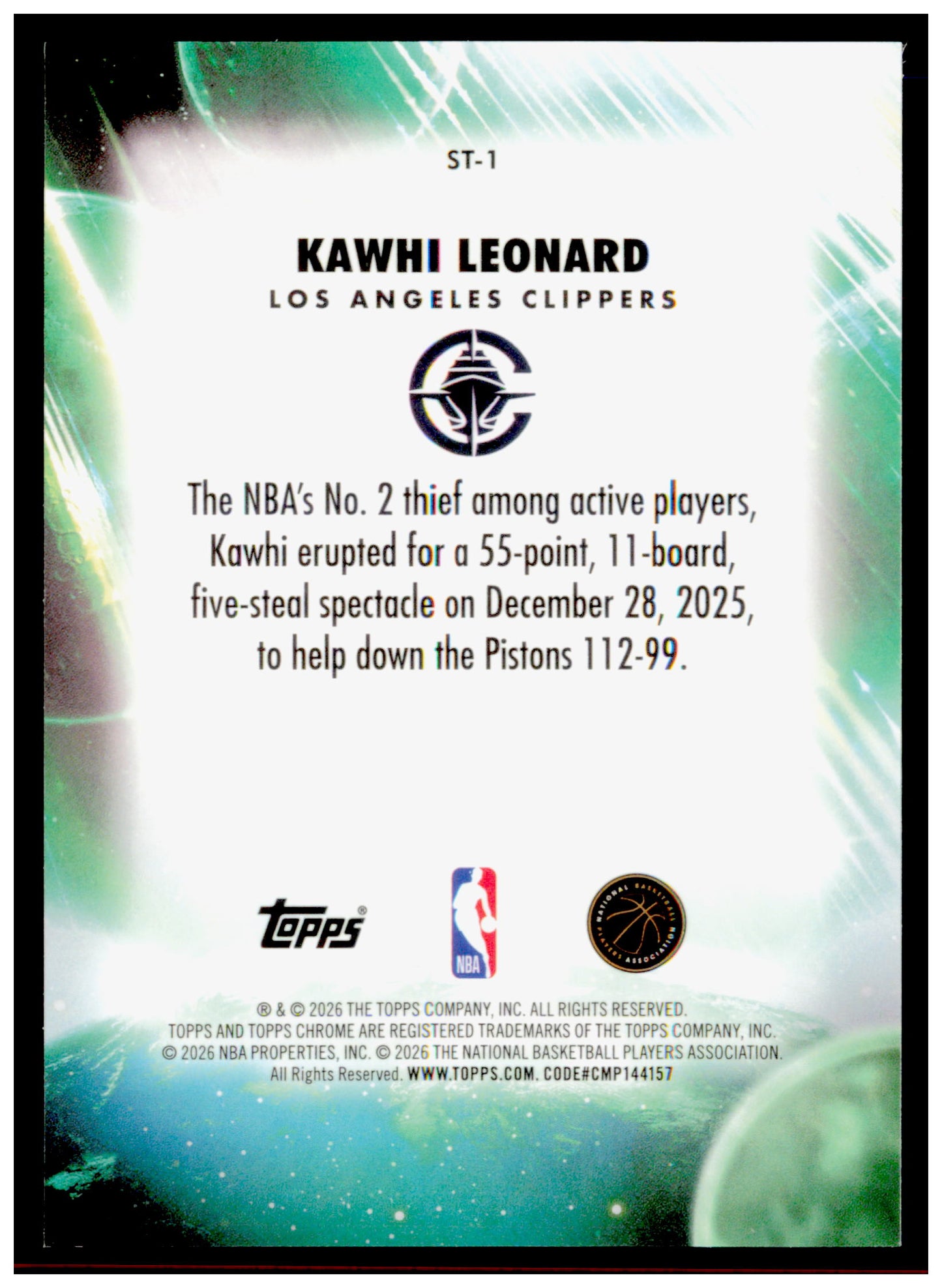 2025-26 Topps Chrome Update Kawhi Leonard Stratospheric Stars Purple   /75