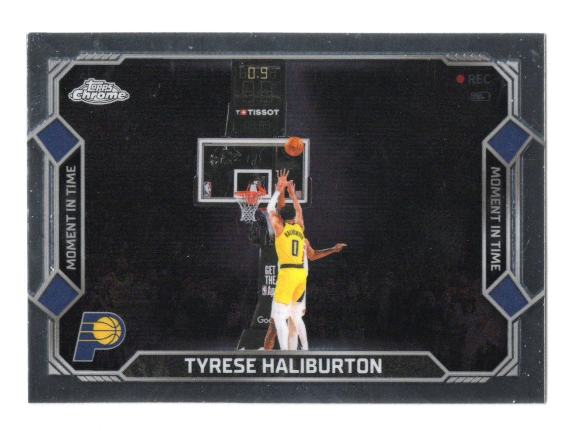 2025-26 Topps Chrome Update Tyrese Haliburton Card Moment In Time Indiana Pacers