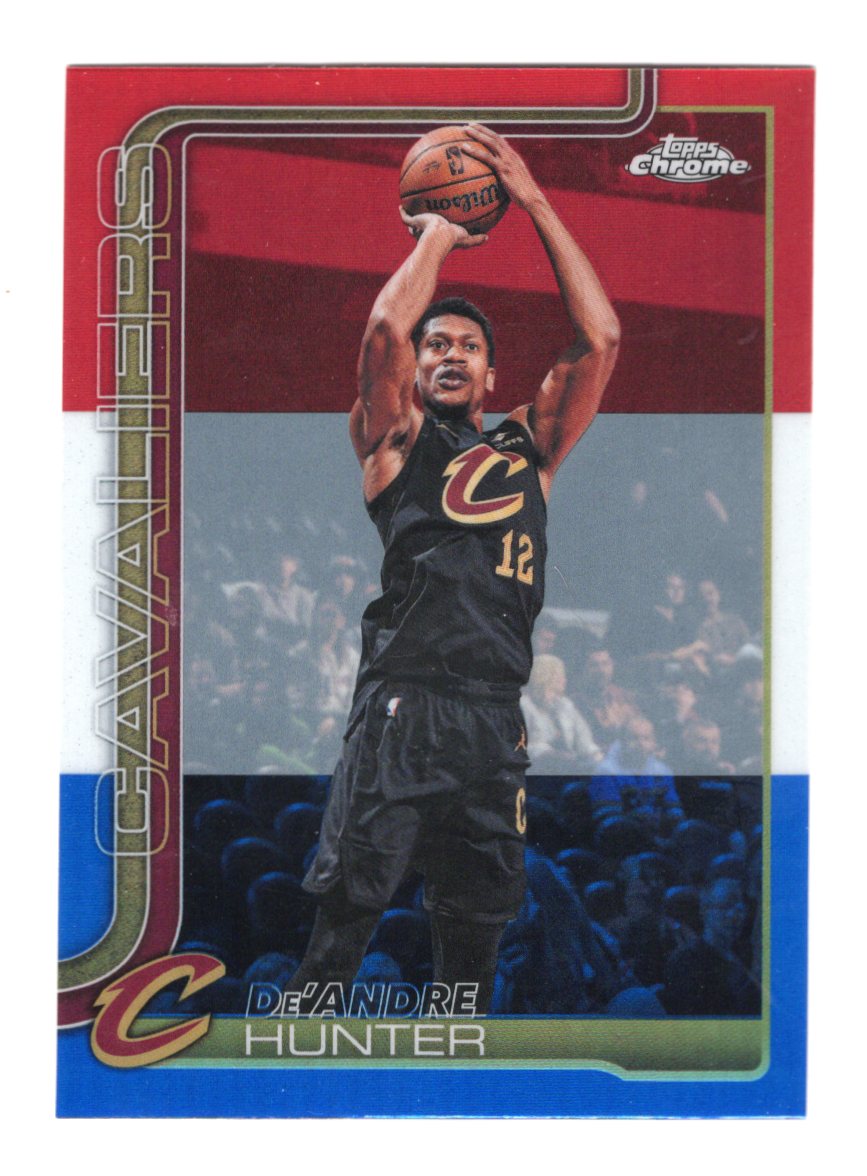2025-26 Topps Chrome Update De’Andre Hunter Card Red White and Blue Refractor