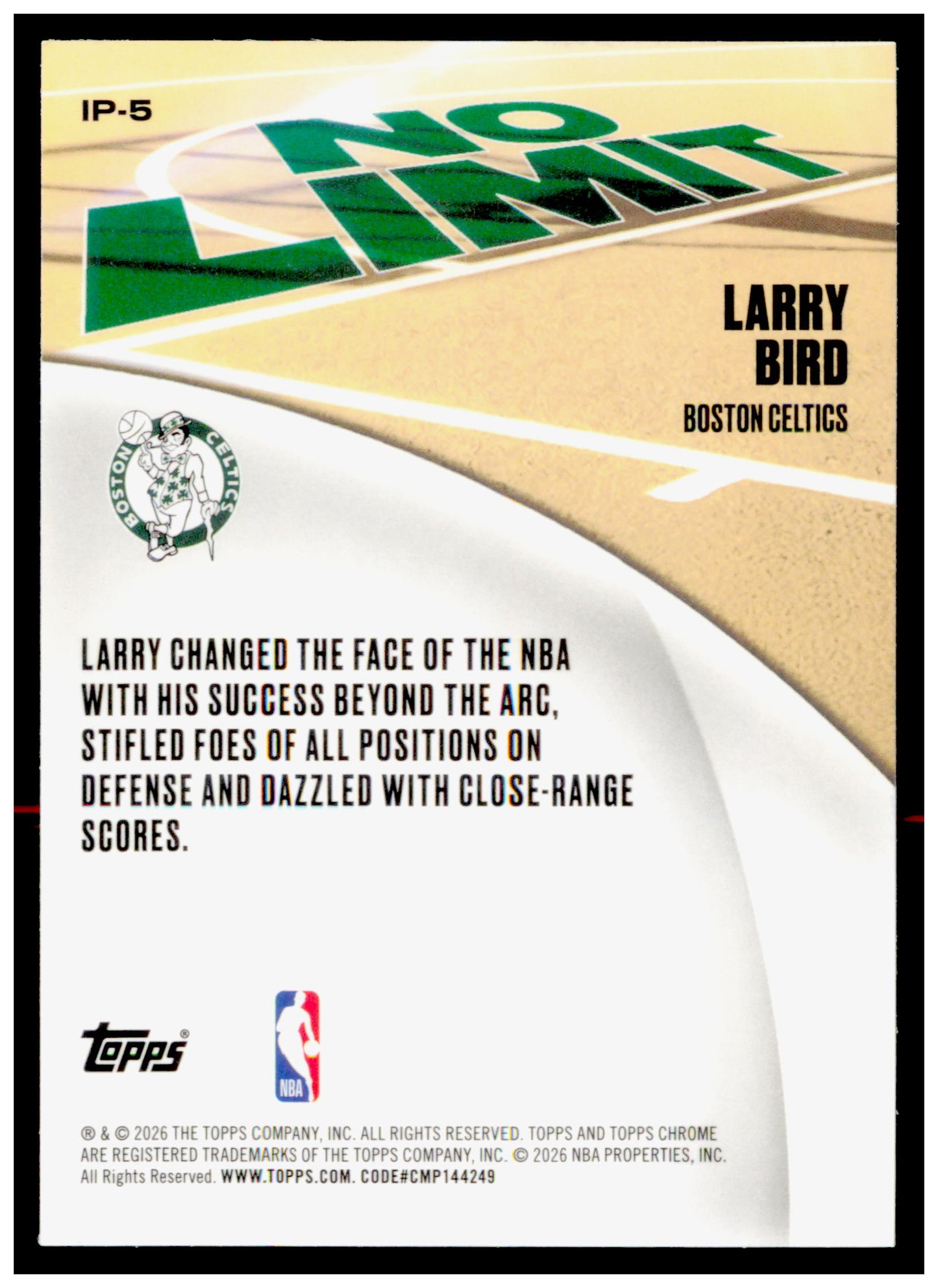 2025-26 Topps Chrome Update Larry Bird Card No Limit Boston Celtics