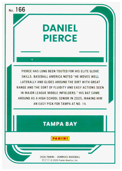2026 Donruss Daniel Pierce Card Red and Blue Tampa Bay Rays