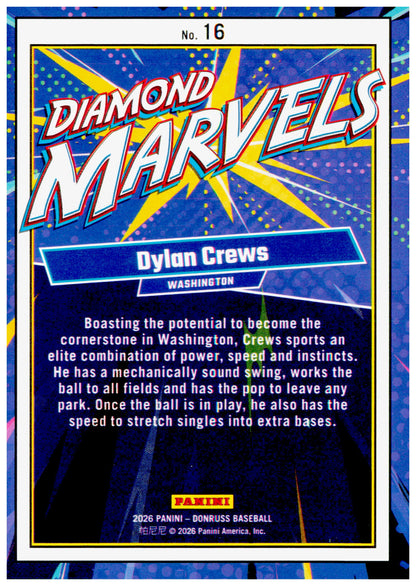 2026 Donruss Dylan Crews Card Diamond Marvels Washington Nationals