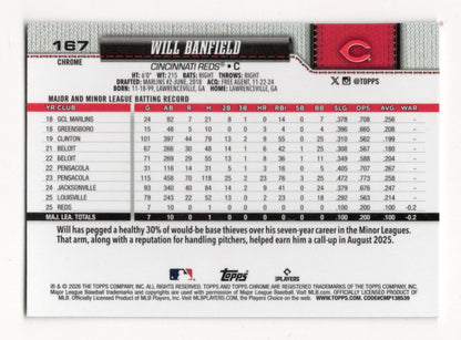 2026 Topps Chrome Will Banfield Card RC Cincinnati Reds