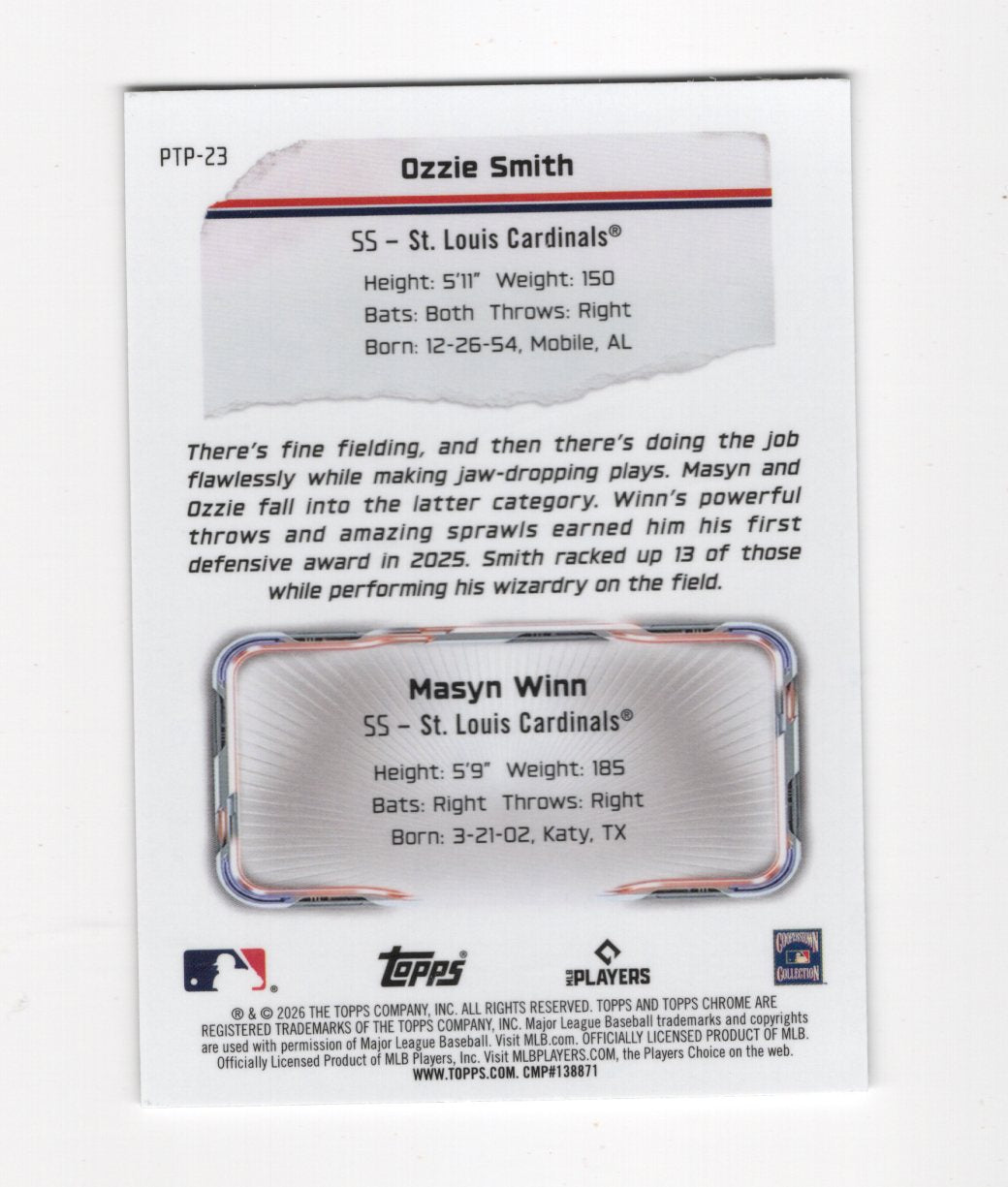 2026 Topps Chrome Ozzie Smith / Masyn Winn Card Past to Present
