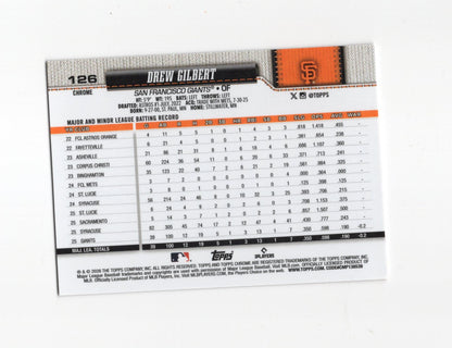2026 Topps Chrome Drew Gilbert  Baseball Seams Refractors RC  Giants