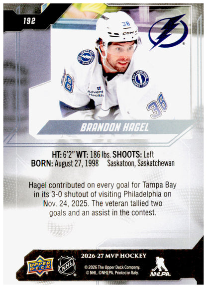 2026-27 Upper Deck MVP Brandon Hagel Card Tampa Bay Lightning