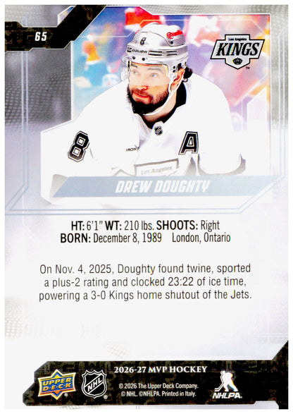 2026-27 Upper Deck MVP Drew Doughty Card Los Angeles Kings