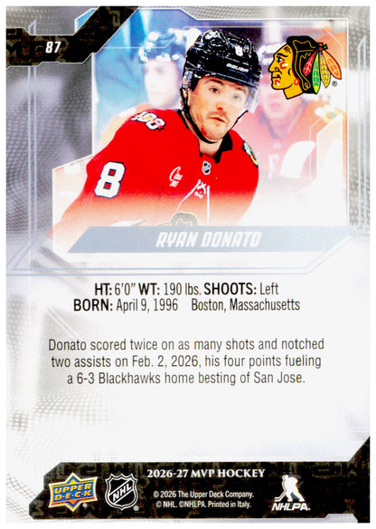 2026-27 Upper Deck MVP Ryan Donato Card Chicago Blackhawks