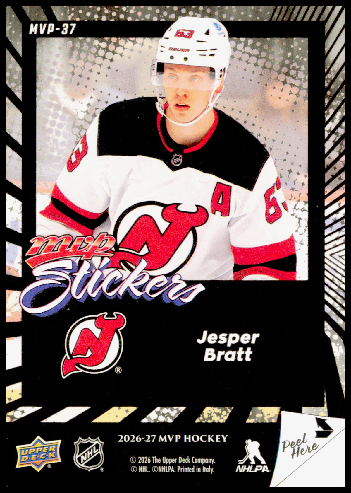 2026-27 Upper Deck MVP Jesper Bratt Card Stickers New Jersey Devils